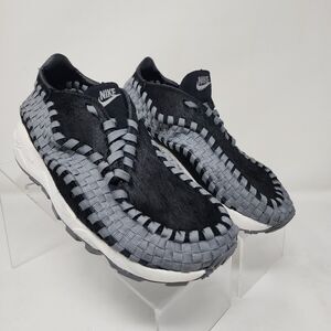 Nike Air Footscape Woven Sneakers Womens 6.5 Black Grey Pony Hair Fur Shoes
